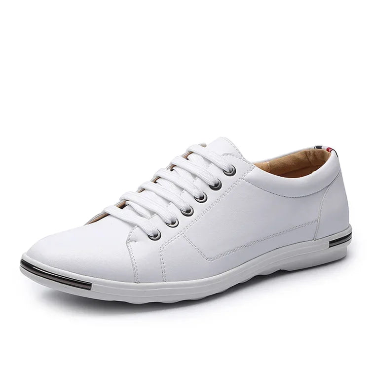 Men's Casual Leather Sneakers - Breathable Walking Shoes