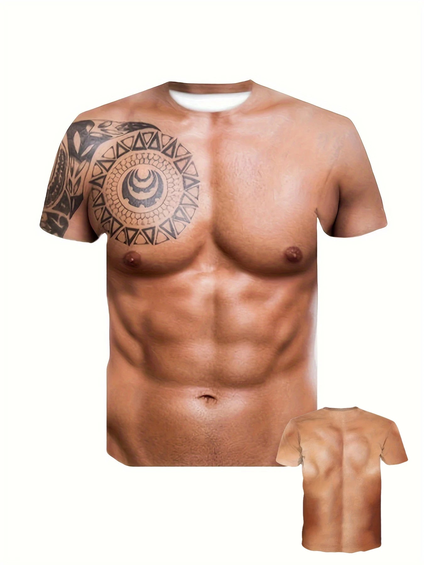 Men's Muscle Abs Print T-Shirt - Oversized Athletic Tee - SlayGood