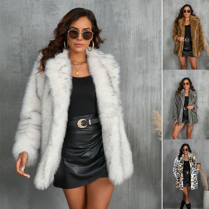 Faux Fur Coat - Long Sleeve Winter Jacket - SlayGood