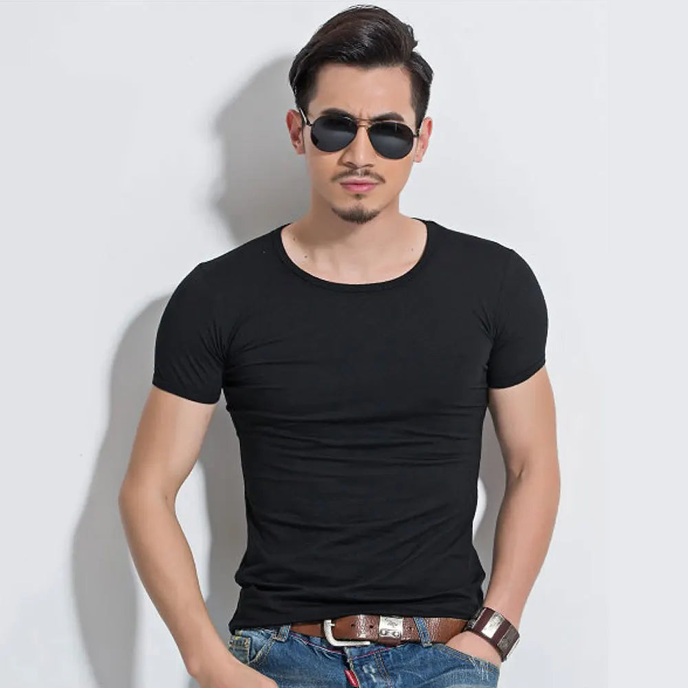 Men's Slim Fit Casual T-Shirt - Solid Color O-Neck Tee - SlayGood