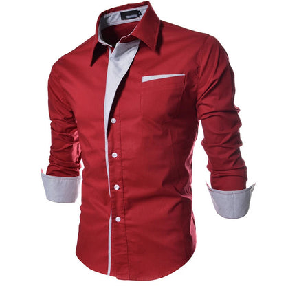Men's Slim Fit Business Shirt - Solid Long Sleeve Formal - SlayGood