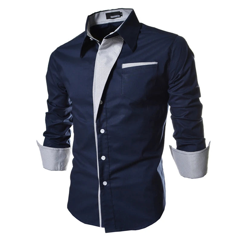 Men's Slim Fit Business Shirt - Solid Long Sleeve Formal - SlayGood