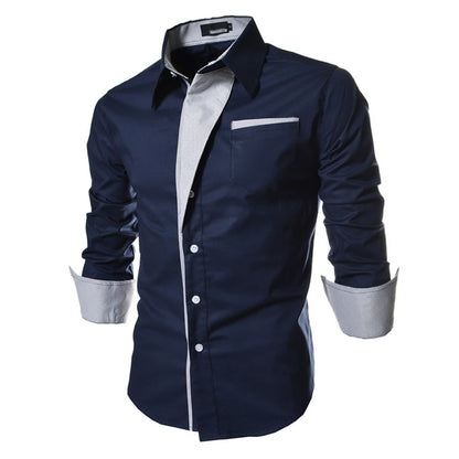 Men's Slim Fit Business Shirt - Solid Long Sleeve Formal - SlayGood
