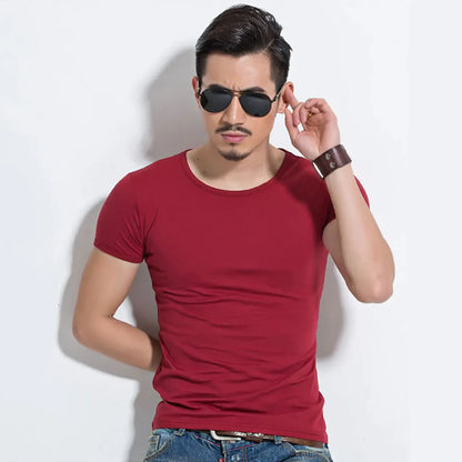 Men's Slim Fit Casual T-Shirt - Solid Color O-Neck Tee - SlayGood