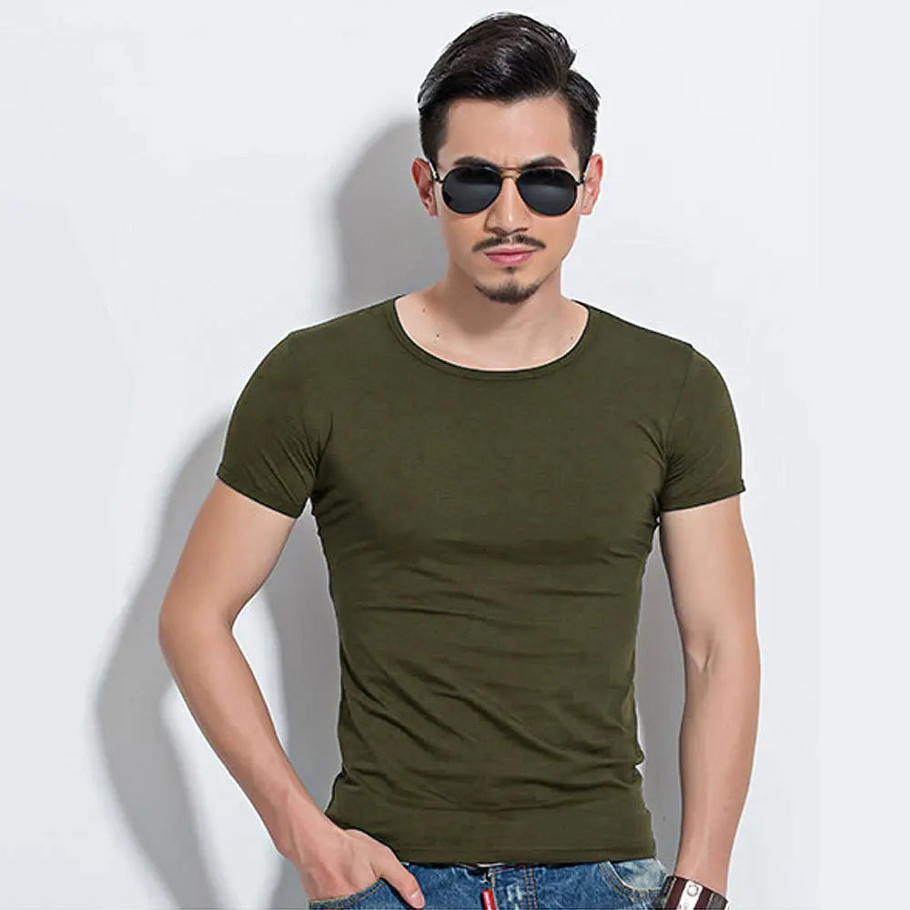 Men's Slim Fit Casual T-Shirt - Solid Color O-Neck Tee - SlayGood