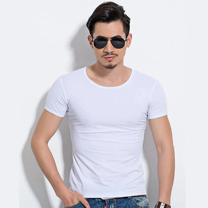 Men's Slim Fit Casual T-Shirt - Solid Color O-Neck Tee - SlayGood