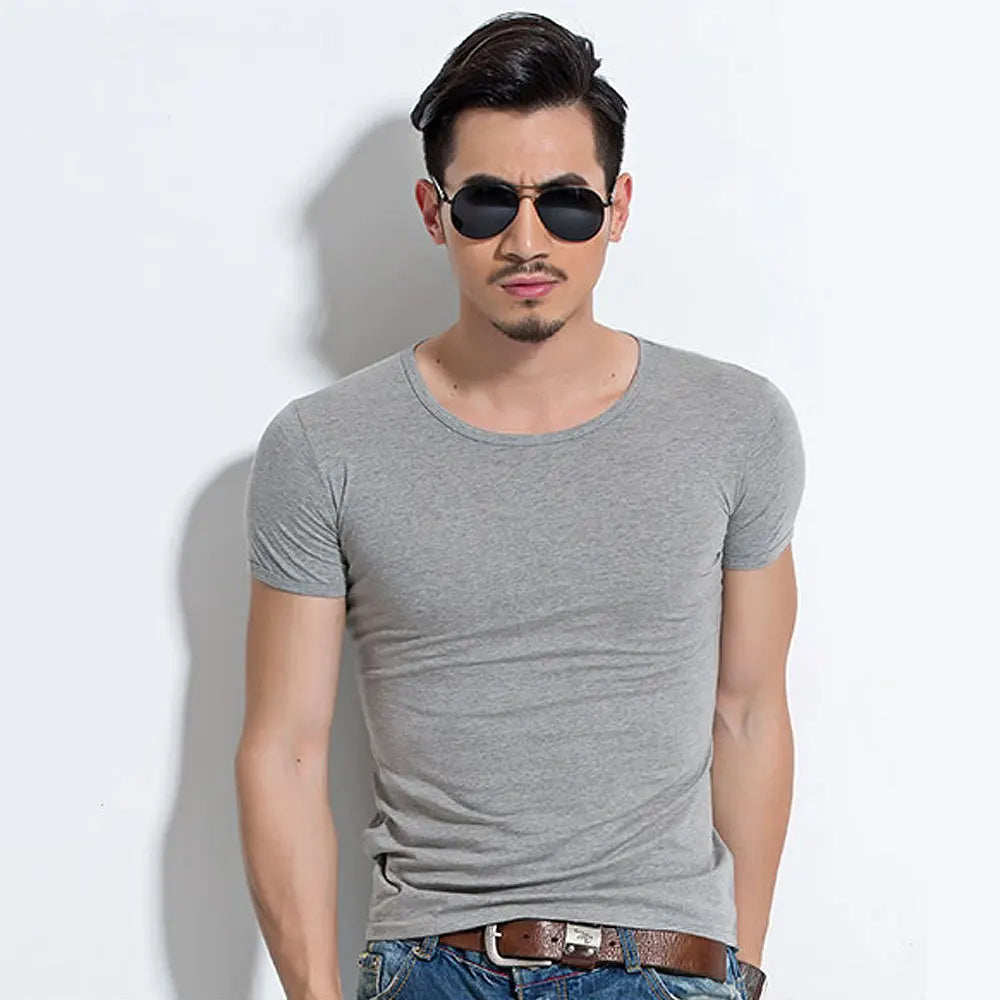 Men's Slim Fit Casual T-Shirt - Solid Color O-Neck Tee - SlayGood