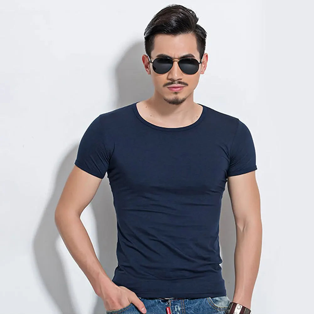 Men's Slim Fit Casual T-Shirt - Solid Color O-Neck Tee - SlayGood