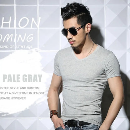 Men's Slim Fit Casual T-Shirt - Solid Color O-Neck Tee - SlayGood