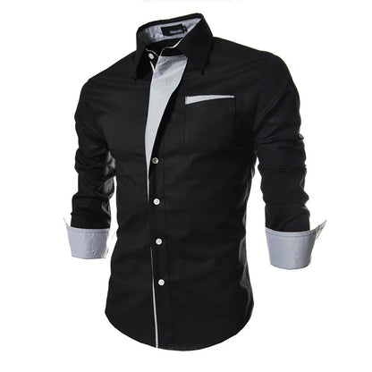 Men's Slim Fit Business Shirt - Solid Long Sleeve Formal - SlayGood