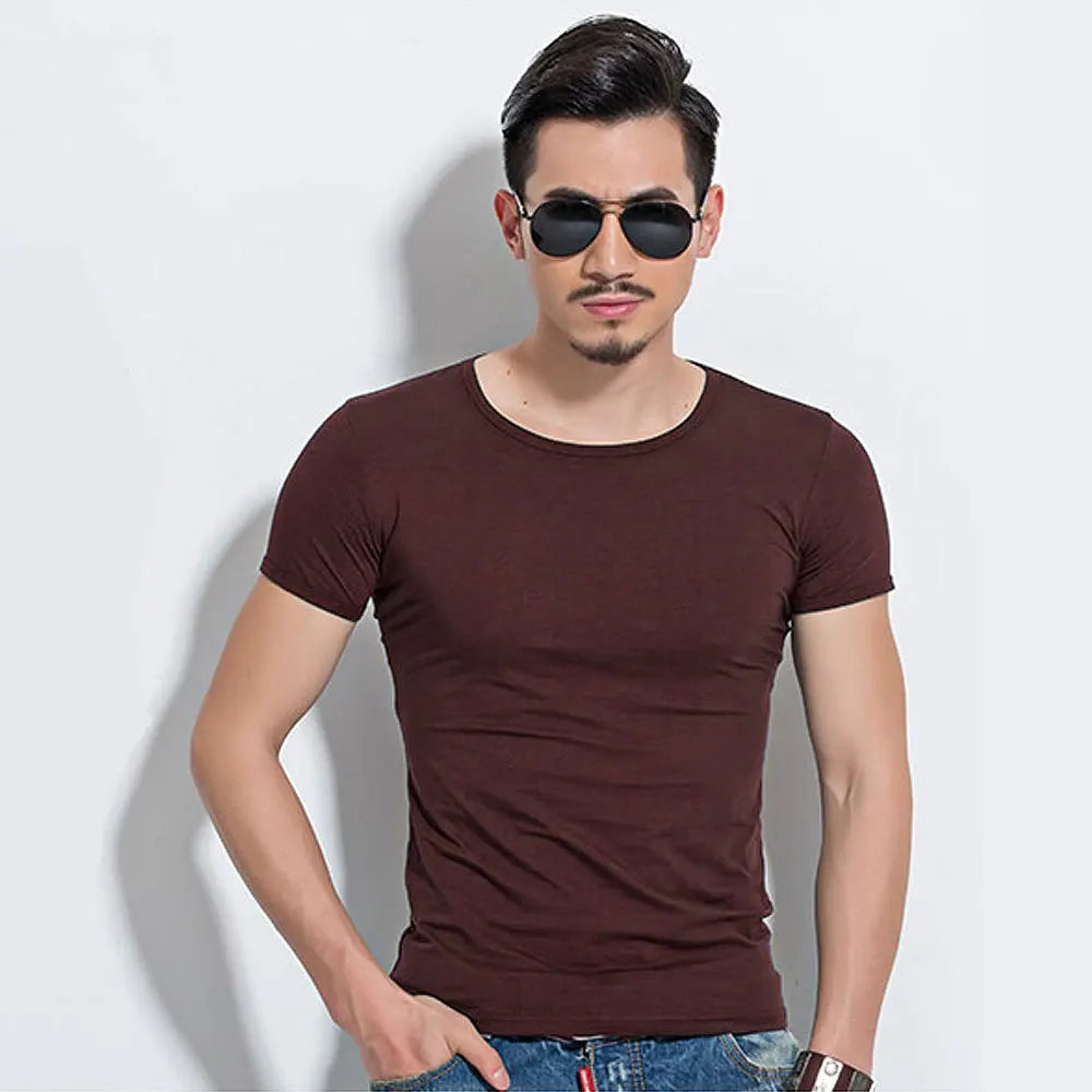 Men's Slim Fit Casual T-Shirt - Solid Color O-Neck Tee - SlayGood