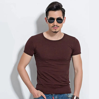 Men's Slim Fit Casual T-Shirt - Solid Color O-Neck Tee - SlayGood