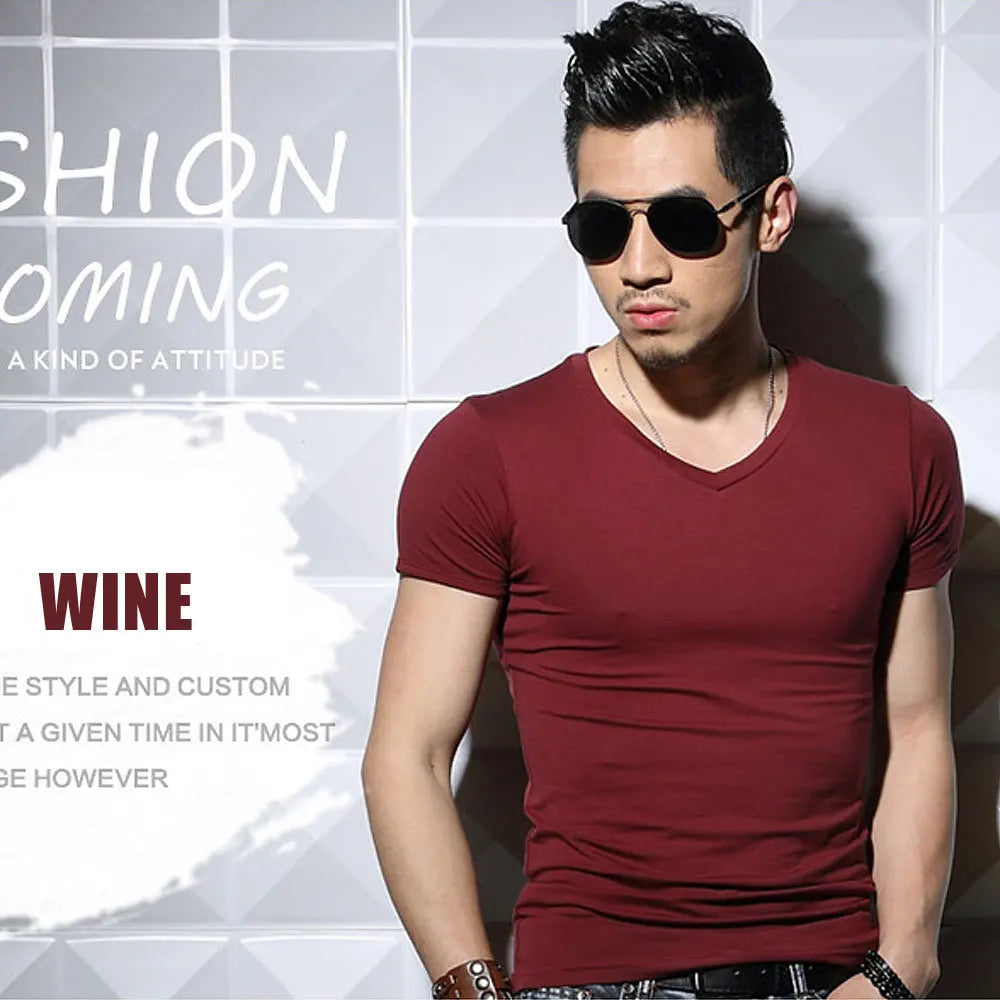Men's Slim Fit Casual T-Shirt - Solid Color O-Neck Tee - SlayGood