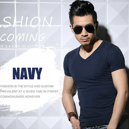 Men's Slim Fit Casual T-Shirt - Solid Color O-Neck Tee - SlayGood