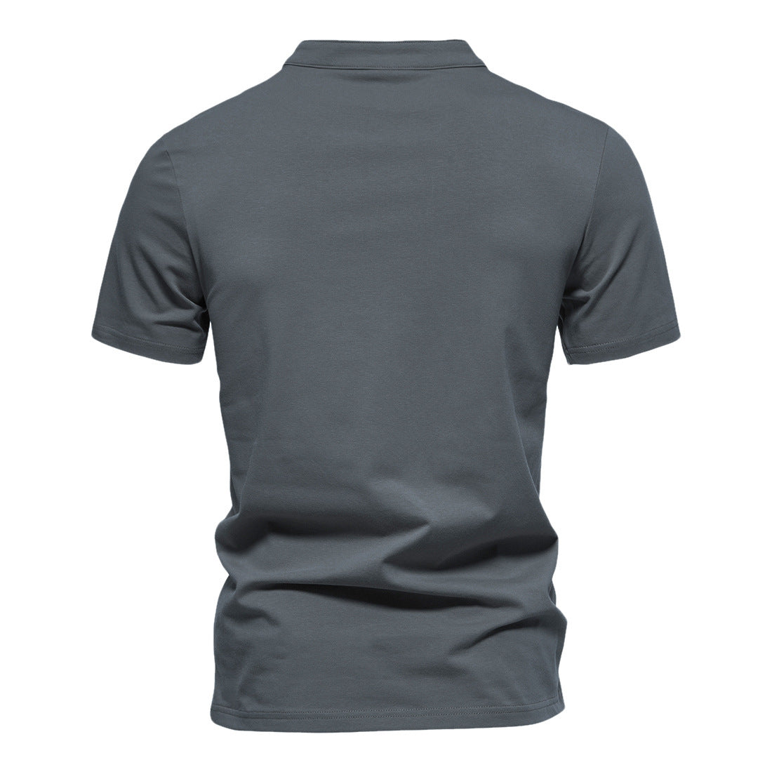 Men's Cotton Henley T-Shirt - Stand Collar Casual Tee - SlayGood