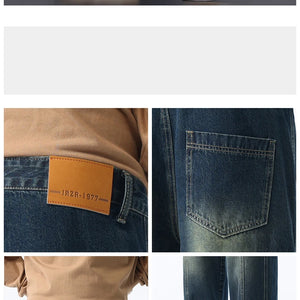 Men's Cotton Cargo Jeans - Vintage Loose Fit Denim - SlayGood