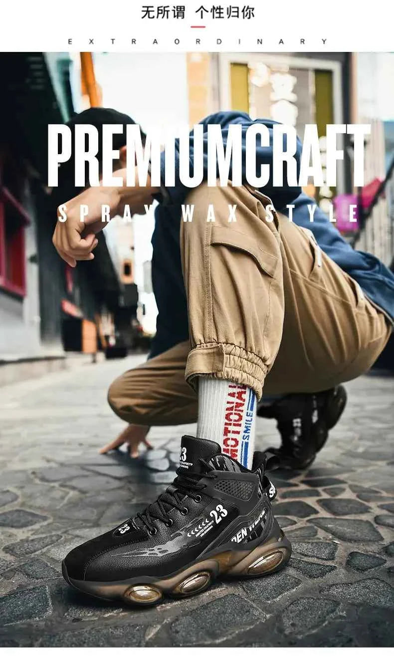 DZAG Men's High-Top Basketball Sneakers Shock Absorbing Casual Shoes