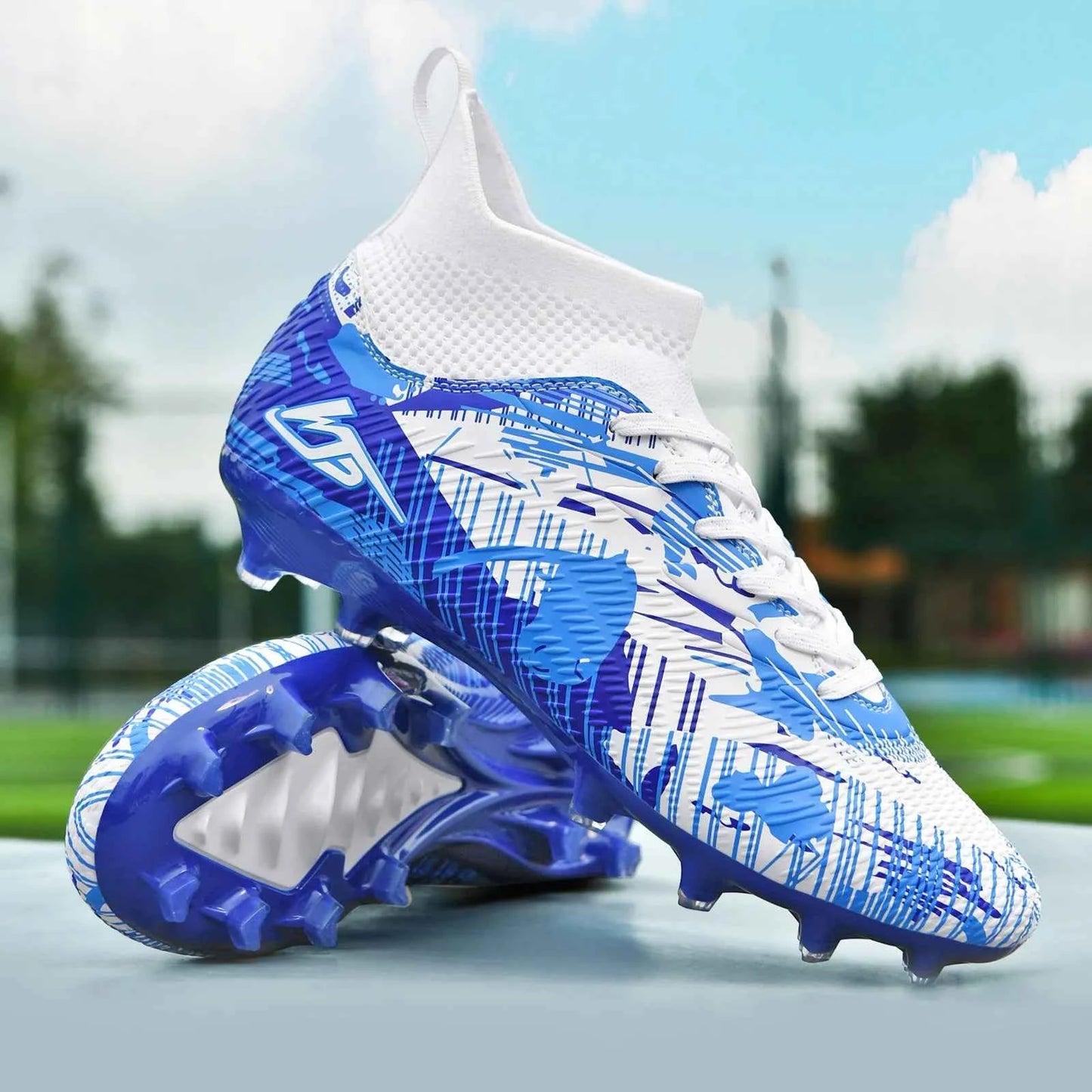 Men's Soccer Shoes TF/FG Football Boots Long Spikes Turf Cleats