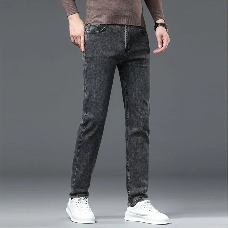 Men's Slim Fit Dress Jeans - Smart Casual Black Denim - SlayGood