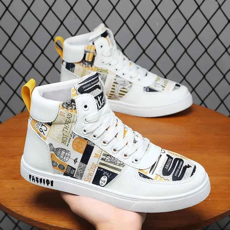Men's High-Top Hemp Sneakers - Breathable Casual Shoes