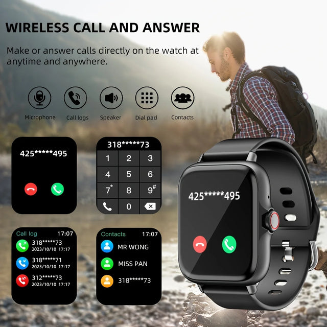PENGAGAR 1.83" Smart Watch Bluetooth Call Sports Fitness Tracker