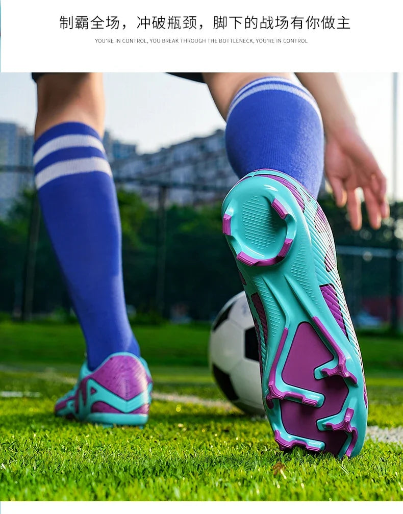 ANHUHU Men's Soccer Cleats Professional Football Boots Long Spikes