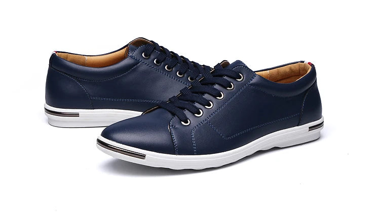 Men's Casual Leather Sneakers - Breathable Walking Shoes
