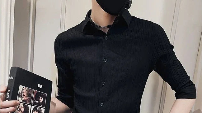 Men's Casual Half Sleeve Shirt - Striped Button-Down - SlayGood