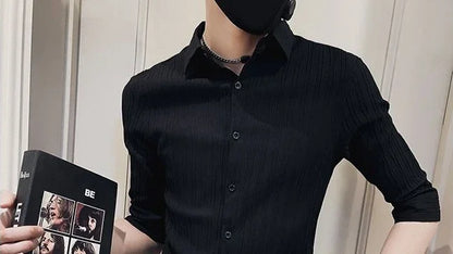 Men's Casual Half Sleeve Shirt - Striped Button-Down - SlayGood