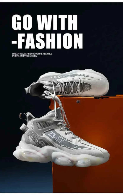 DZAG Men's High-Top Basketball Sneakers Shock Absorbing Casual Shoes