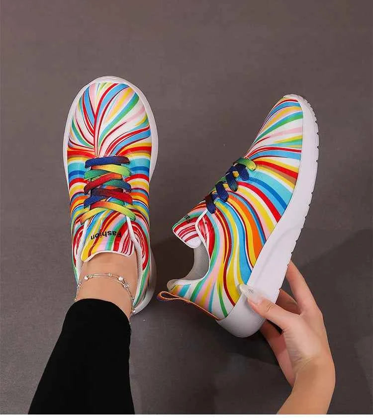 KUIDFAR Women's Colorful Sneakers Breathable Mesh Sports Shoes