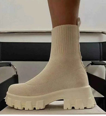 Women's Platform Slip-On Sneakers - Casual Heeled Shoes