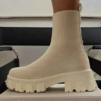 Women's Platform Slip-On Sneakers - Casual Heeled Shoes