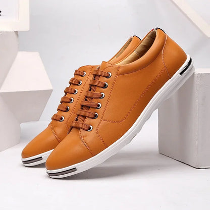 Men's Casual Leather Sneakers - Breathable Walking Shoes