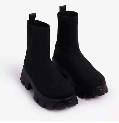 Women's Platform Slip-On Sneakers - Casual Heeled Shoes