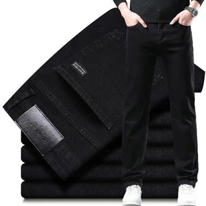 Men's Slim Fit Dress Jeans - Smart Casual Black Denim - SlayGood