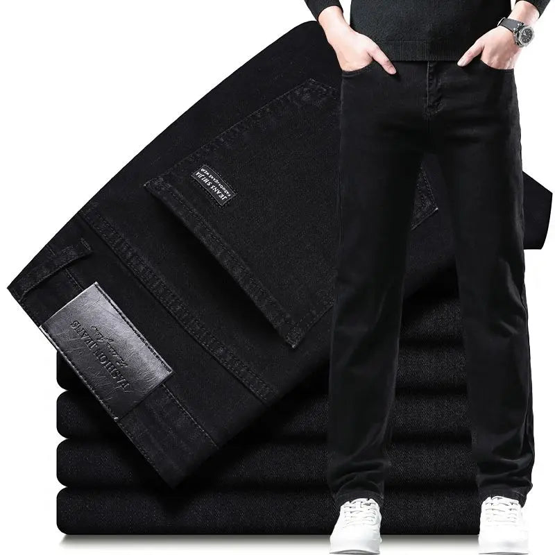 Men's Slim Fit Dress Jeans - Smart Casual Black Denim - SlayGood