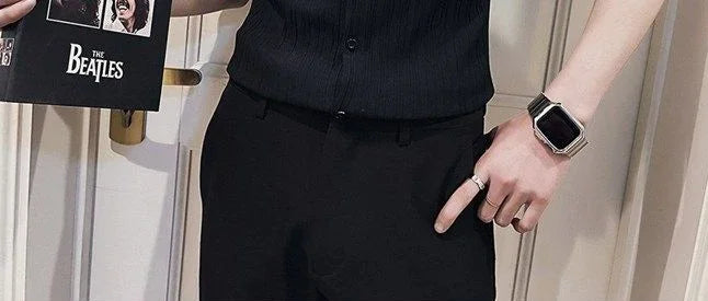 Men's Casual Half Sleeve Shirt - Striped Button-Down - SlayGood