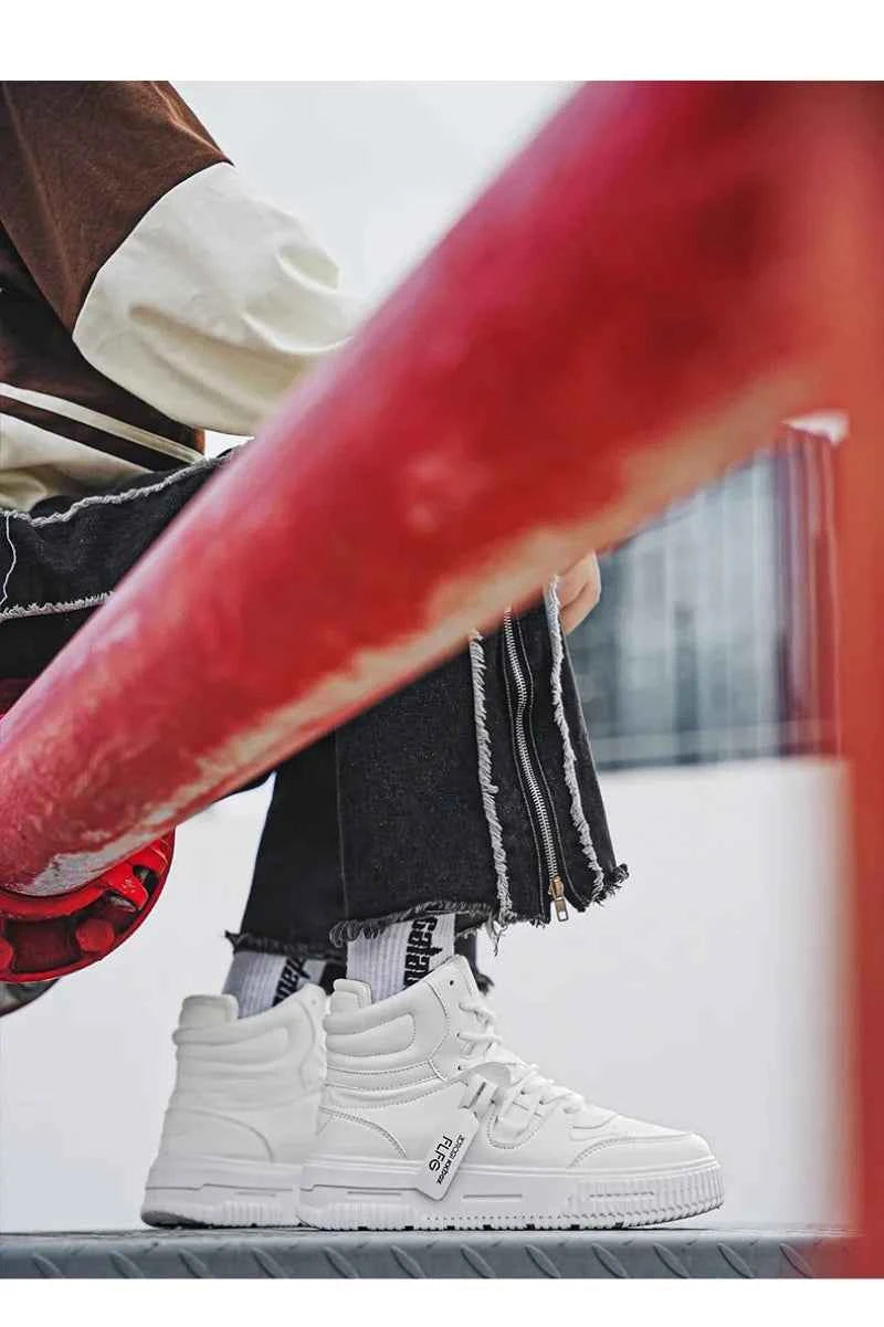 PDMCMS Men's High-Top Sneakers Waterproof Skateboard Casual Shoes