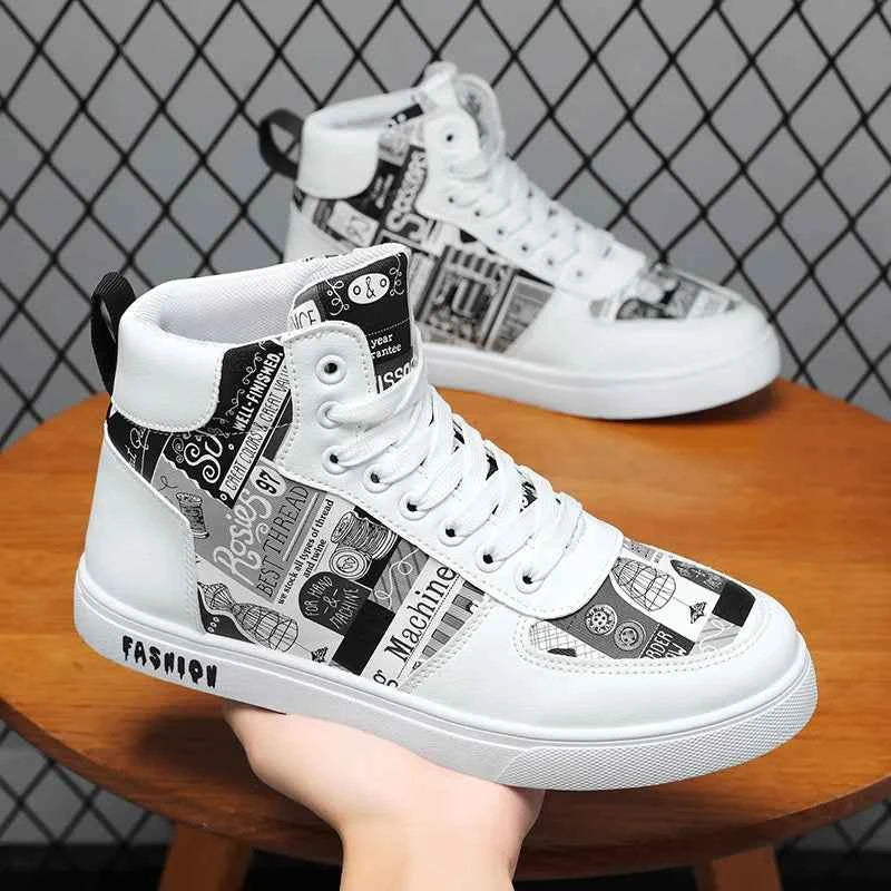 Men's High-Top Hemp Sneakers - Breathable Casual Shoes