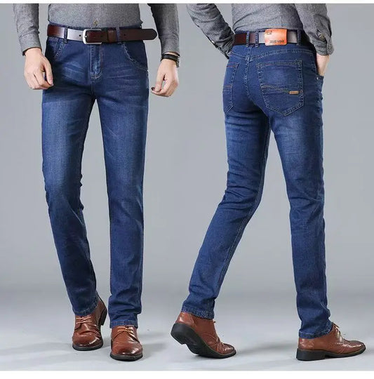 Men's Slim Straight Jeans - Stretch Casual Denim - SlayGood