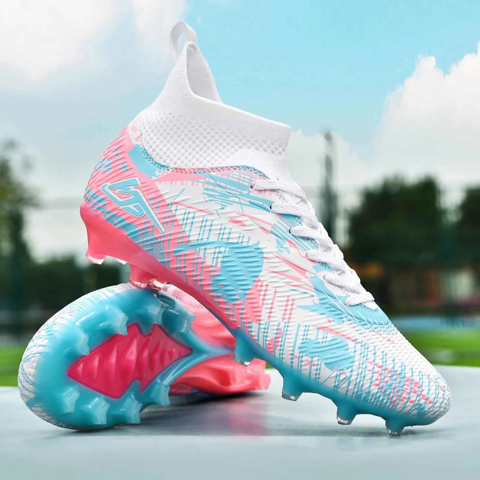 Men's Soccer Shoes TF/FG Football Boots Long Spikes Turf Cleats