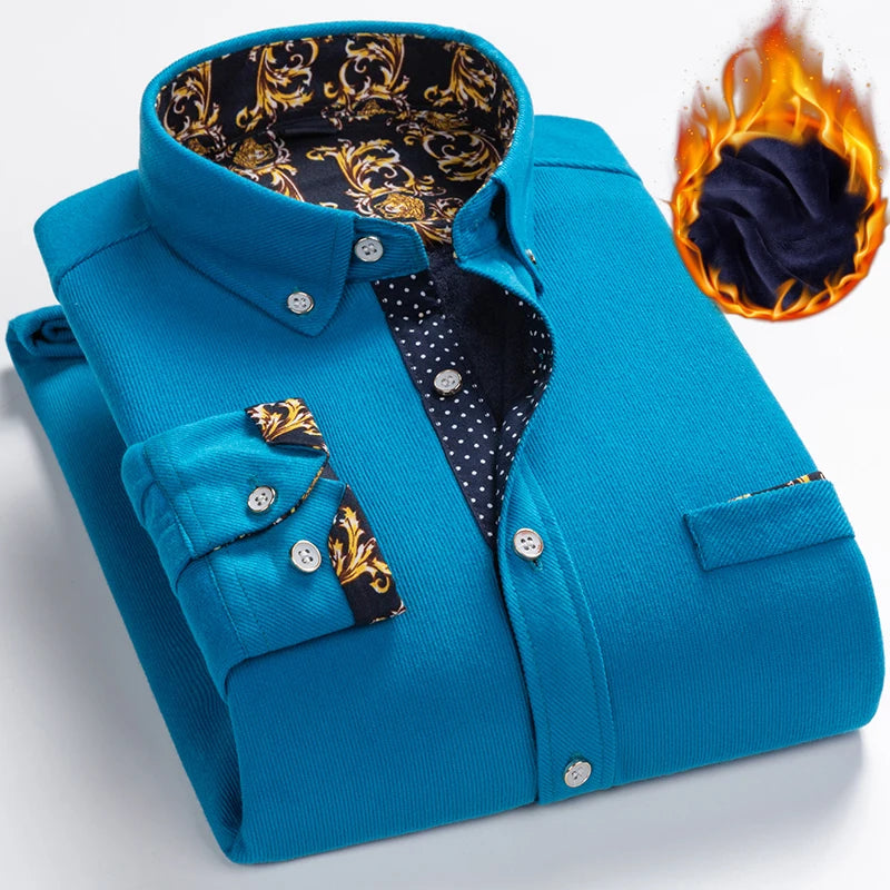 Men's Thick Casual Print Shirt - Long Sleeve Streetwear - SlayGood