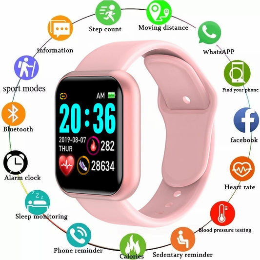 Smart Watch Fitness Tracker - Bluetooth Heart Rate Sleep Monitor