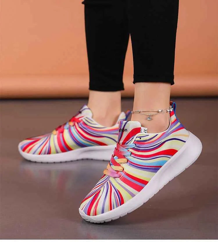 KUIDFAR Women's Colorful Sneakers Breathable Mesh Sports Shoes
