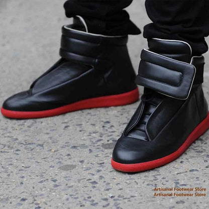 Men's Designer High-Top Leather Sneakers - Premium Ankle Boots