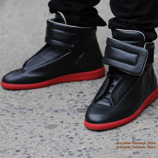 Men's Designer High-Top Leather Sneakers - Premium Ankle Boots