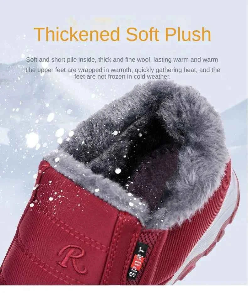 Women's Winter Ankle Boots - Warm Plush Lined Slip-On Shoes