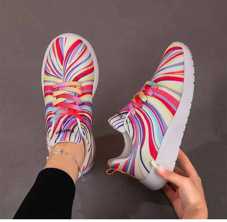 KUIDFAR Women's Colorful Sneakers Breathable Mesh Sports Shoes