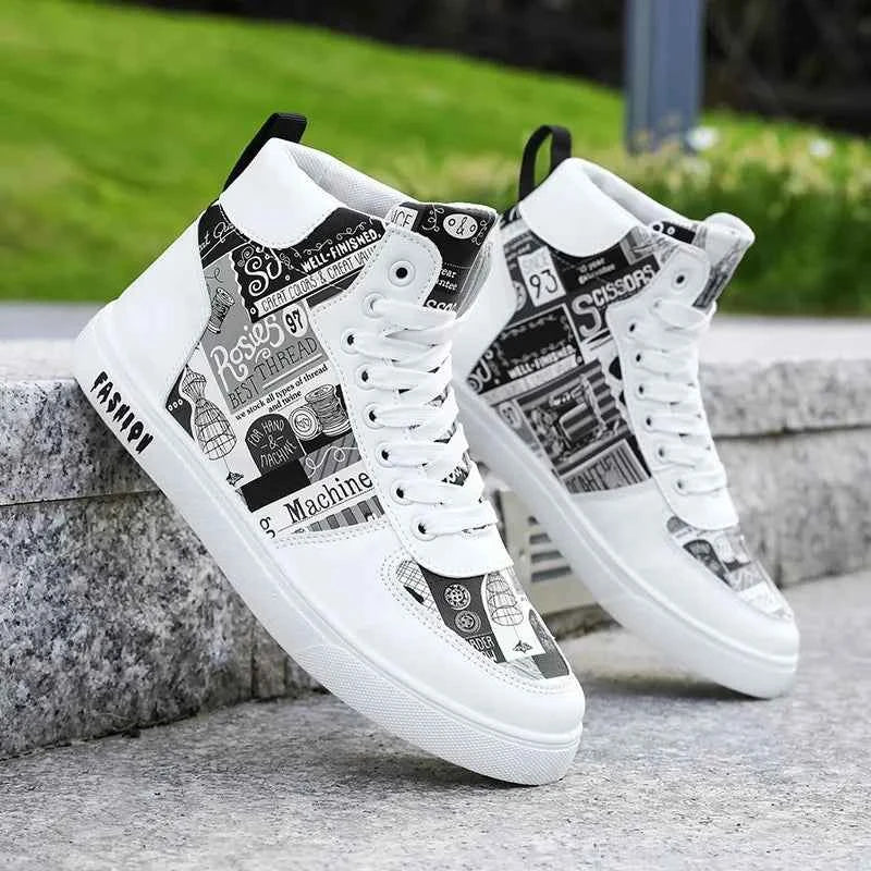 Men's High-Top Hemp Sneakers - Breathable Casual Shoes